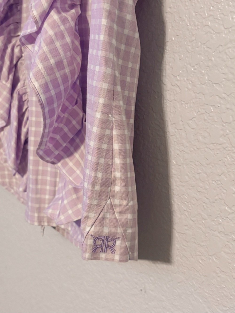 Riley & Rae Lavender Gingham Ruffle Blouse - Picture 4 of 7